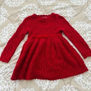 Red Cable Knit Kids Dress